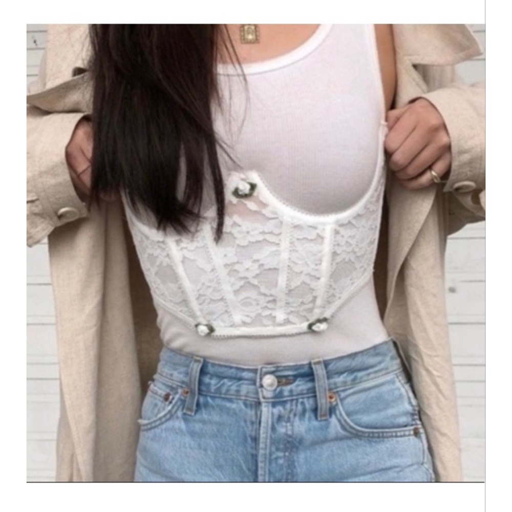 RARE For Love & Lemons for VS Violetta Lace Corset White Lace- Size Medium